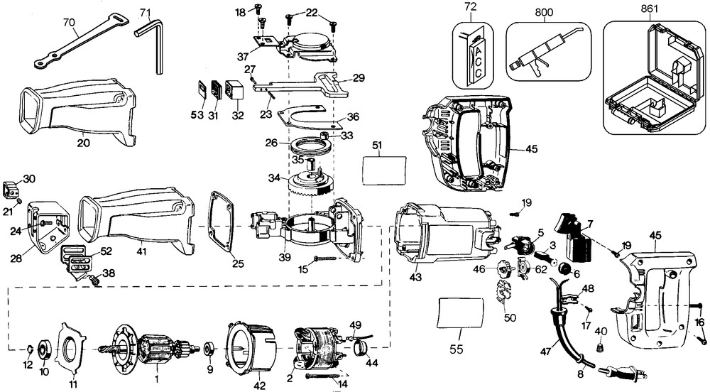 Page A Diagram and Parts List for 3110K Type 101 Black and Decker Reciprocating Saw